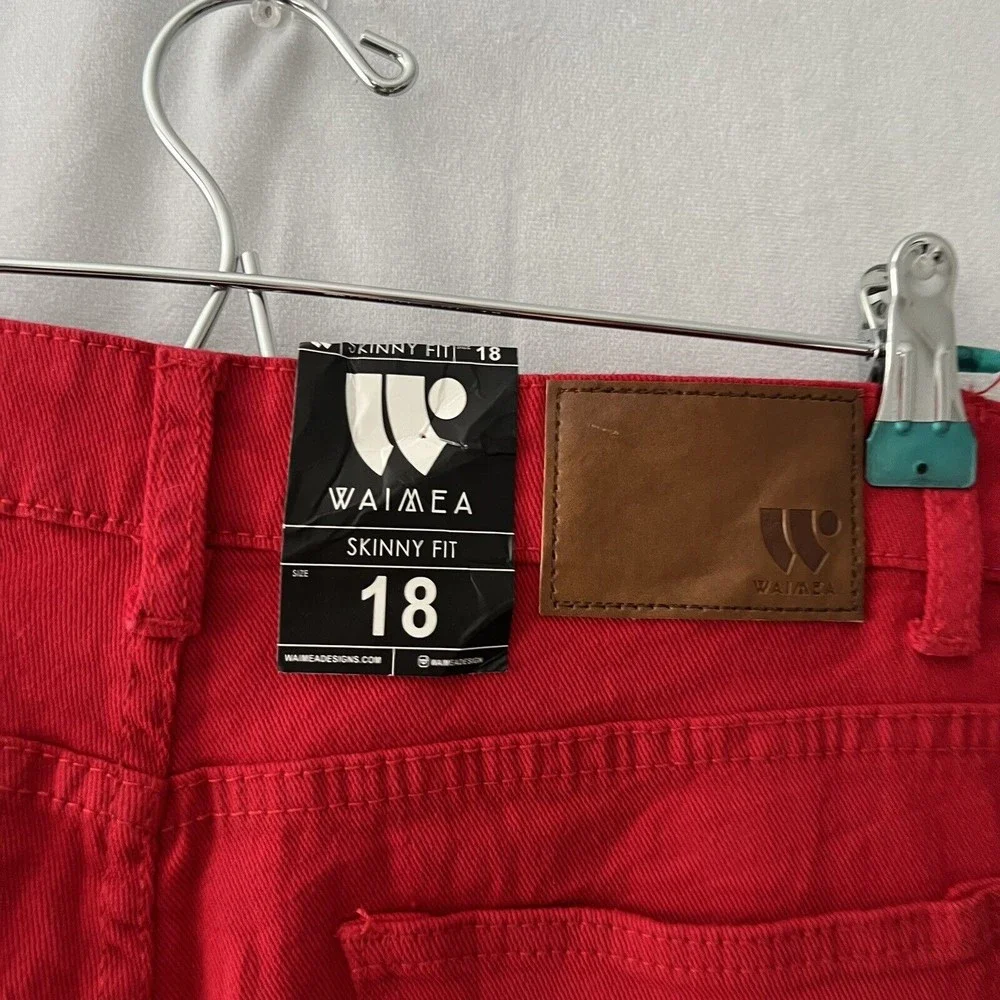 Waimea Men's Tango Red Skinny Fit Jeans Junior W28x29 Distressed Jeans - Picture 10 of 13